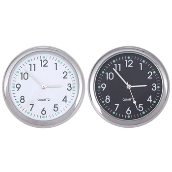 

2PCS Car Dashboard Clock Universal Self Adhesive Auto Noctilucent Clock Luminous Pointer Clock
