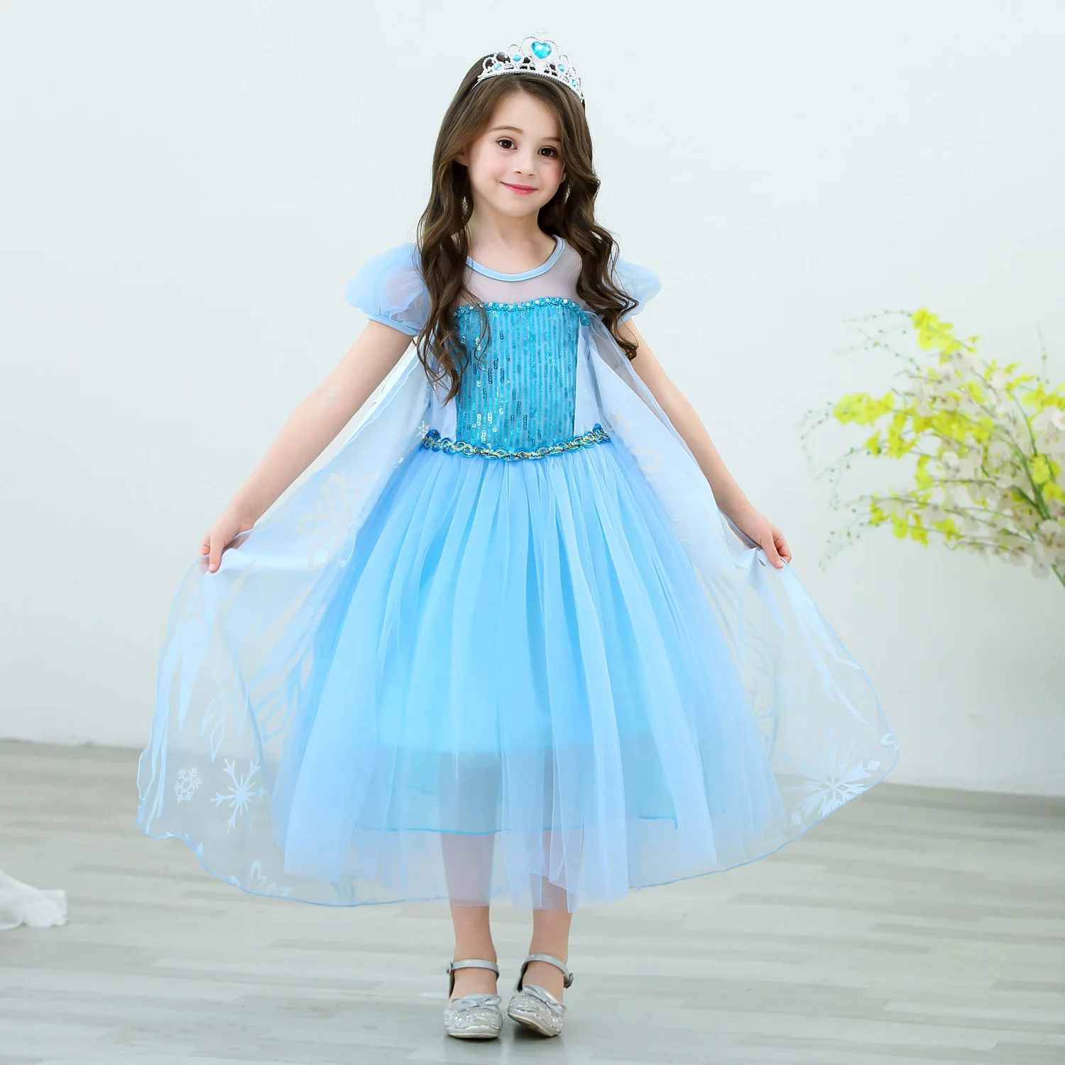 

Princess Elsa toddler Girls Children's Summer princess party cosplay costume dress up Dress