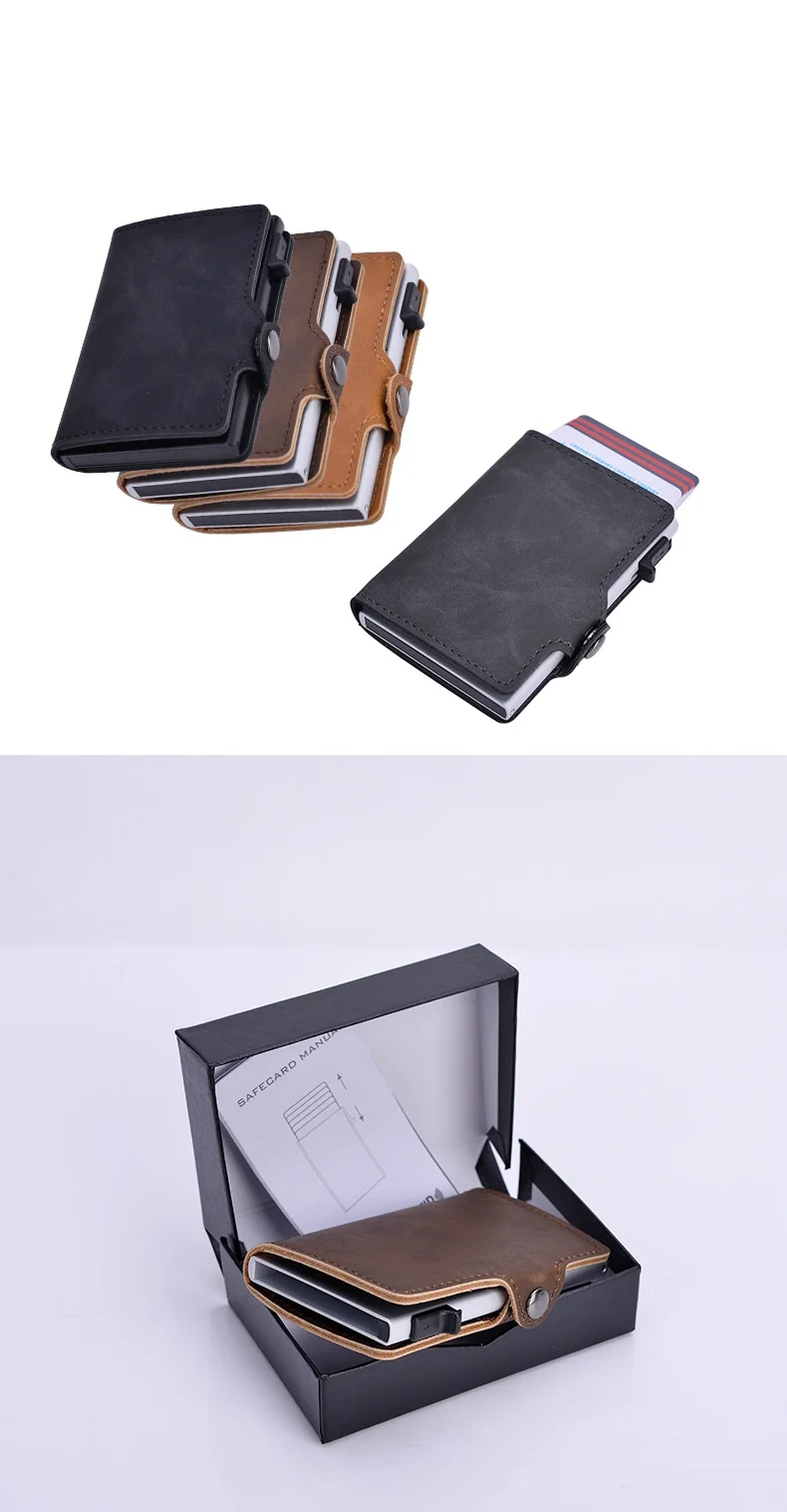 Модный кошелек RFID из искусственной кожи с держателем для карт 563 мужской Алюминиевый металлический визитница для удостоверения личности держатель для карт мини карточный кошелек tarjetero