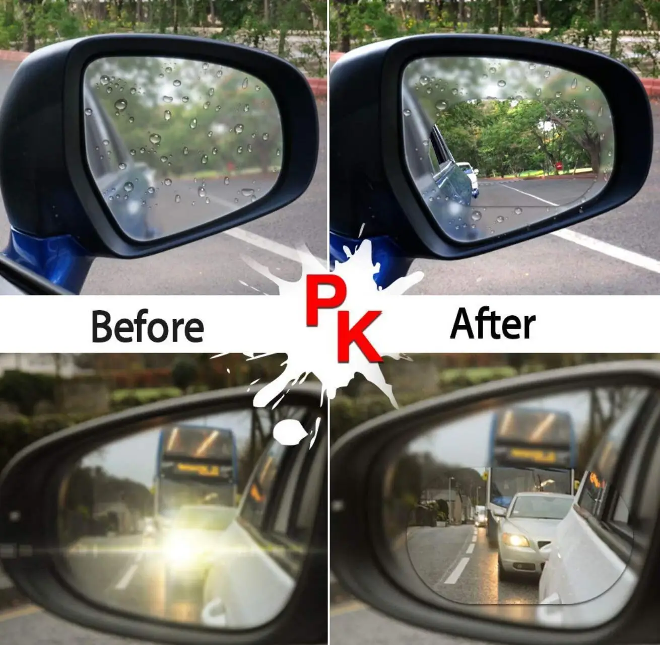 2PCS Car Film Anti Rain Water Repellent Film Car Mirror Window Clear Films Anti Dazzle Rearview Mirror Fog Rainproof