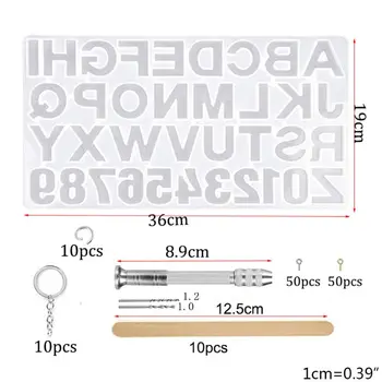 

1 Set Crystal Epoxy Resin Mold Letters Number Pendants Casting Silicone Mould