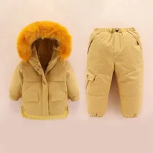 ULKNN/русский зимний костюм для малышей куртка-пуховик с капюшоном на утином пуху Комбинезон для маленьких девочек детский комбинезон для маленьких мальчиков