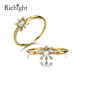 

Simple Dainty Princess Cut Faceted Square Moonstone Ring Natural Gemstone Tiny CZ Stone Gold in Solid Silver Stackable Thin Ring