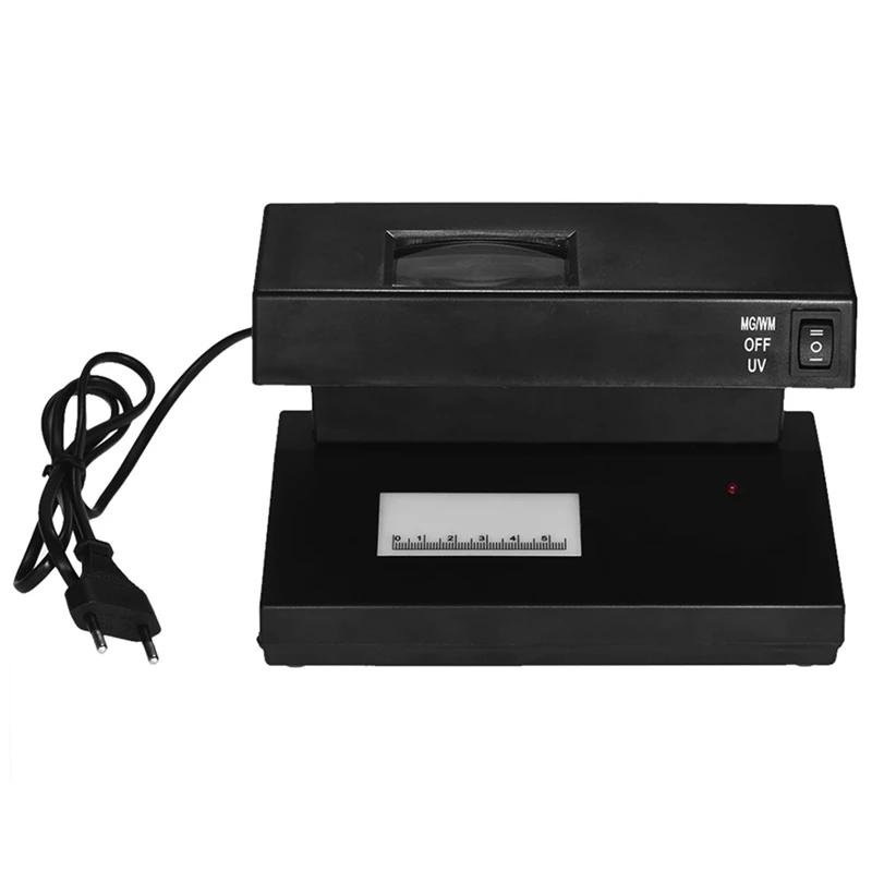 

Portable Desktop Counterfeit Bill Money Detector Cash Currency Banknotes Notes Checker Support Ultraviolet UV and Magnifier EU P