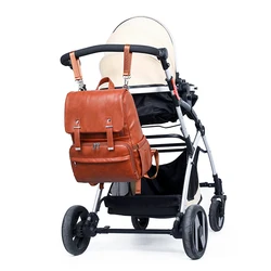 Bolsas de pañales de cuero PU para mujer, mochila multifunción de alta calidad personalizada, bolso de mochila para mamá y papá LVS 018