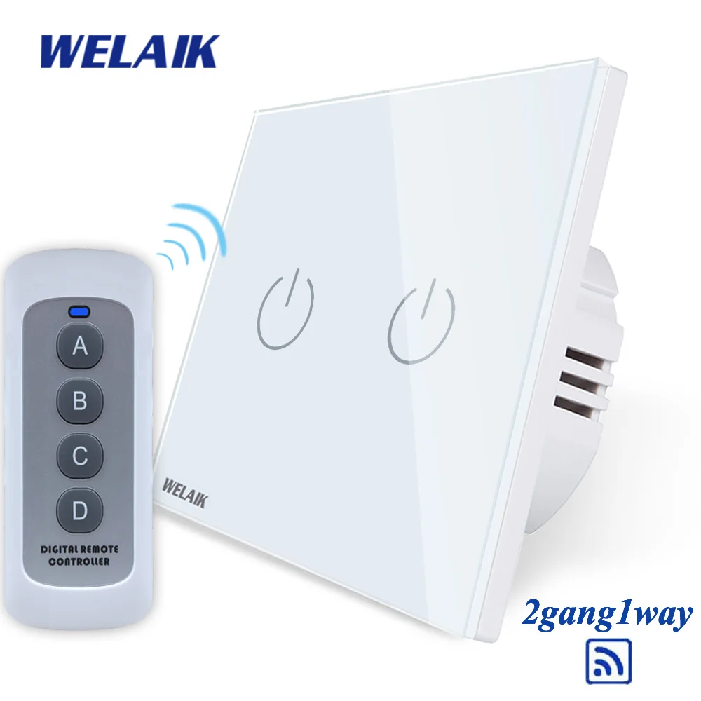 WELAIK UK 2 канальный РЧ 433 МГц пульт дистанционного управления умный сенсорный