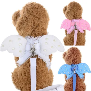 

Dog Harness and Leash Set Leash Angel Wing Pet Cat Vest Harness with Lace Mesh Padded for Small Puppy Dogs Chihuahua Yorkies