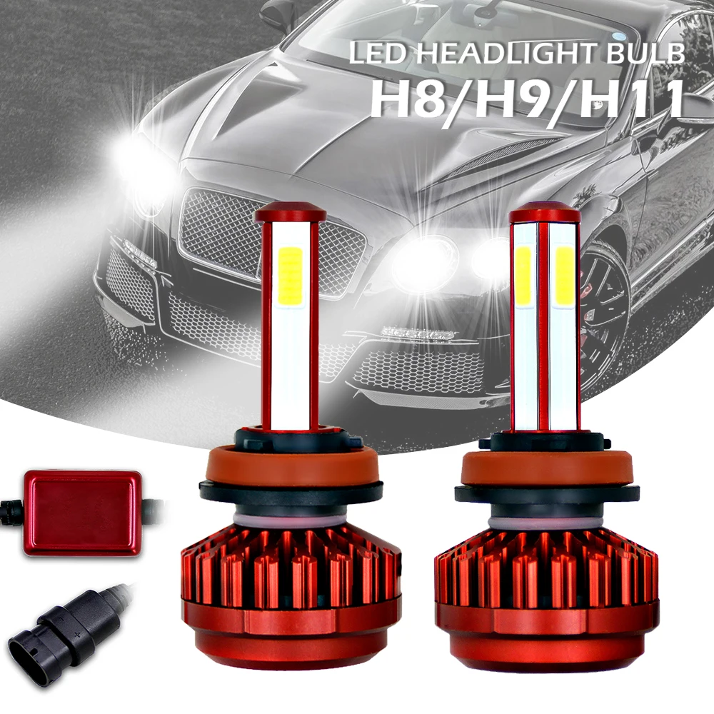 

LED Headlight Kit 100W H8 H9 H11 12000LM 6000K All-In-One High Low Beam Bulbs Automotive LED Headlamps for Cars Autos