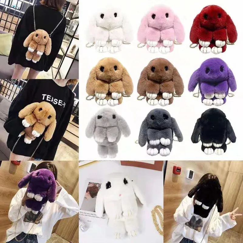 

21 Colors New Rabbit Bag Cute Plush Packaging Dead Rabbit Bag Shoulder Messenger Bag Cartoon Children Selling Cute Chain Bag
