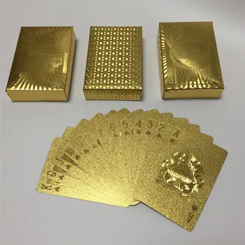 

Golden Leaf Golden Foil Plated Playing Cards Poker Set Pokerstars Party Table Game Durable Waterproof Cards