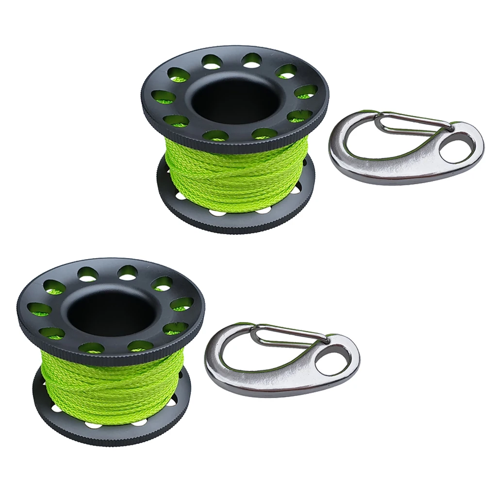 2 Scuba Reel With Egg Quick Link& Snap For Underwater Diving Water Sport Diving Guide Finger Spool 