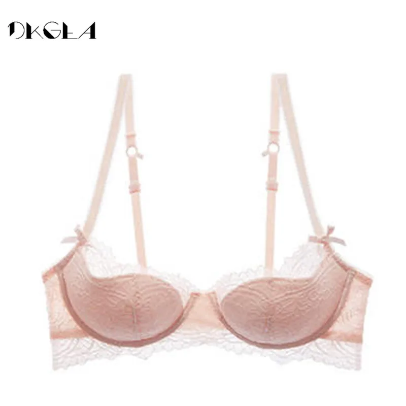 Ceny Moda biustonosz dla młodej dziewczyny Plus rozmiar D E puchar cienkie bawełniana bielizna kobiet Sexy biustonosz różowy koronki bielizna biustonosze Push Up haft