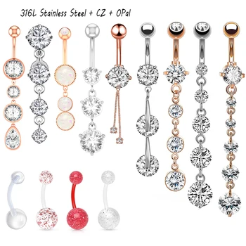 

1PC Steel Belly Button Rings Crystal Piercing Navel Piercing CZ Navel Earring Belly Piercing Sexy Body Jewelry Piercings Oreill