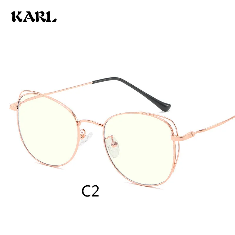 Rose gold frame Computer Glasses Frame Eyewear Anti Blue Light Round Cat Eye Glasses Blue Light Glasses Women Anti Radiation Screen Eyeglasses - Цвет оправы: Rose gold frame