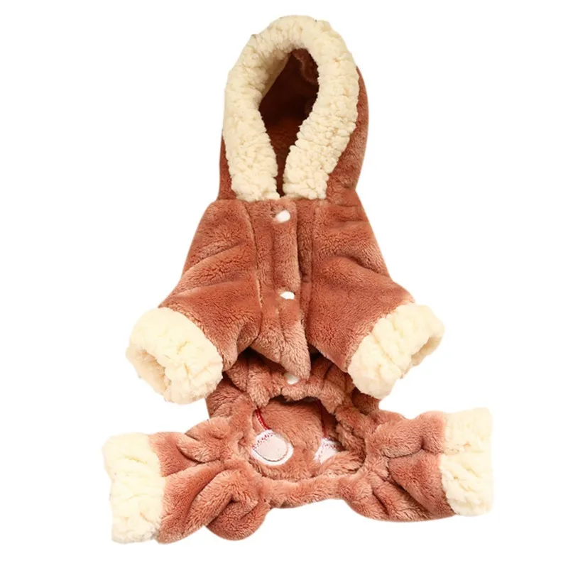 Домашняя собака теплая одежда осень зима медведь шаблон Косплей Костюм Комбинезон для животных наряд для домашних животных маленькие собаки пушистый утолщение пальто