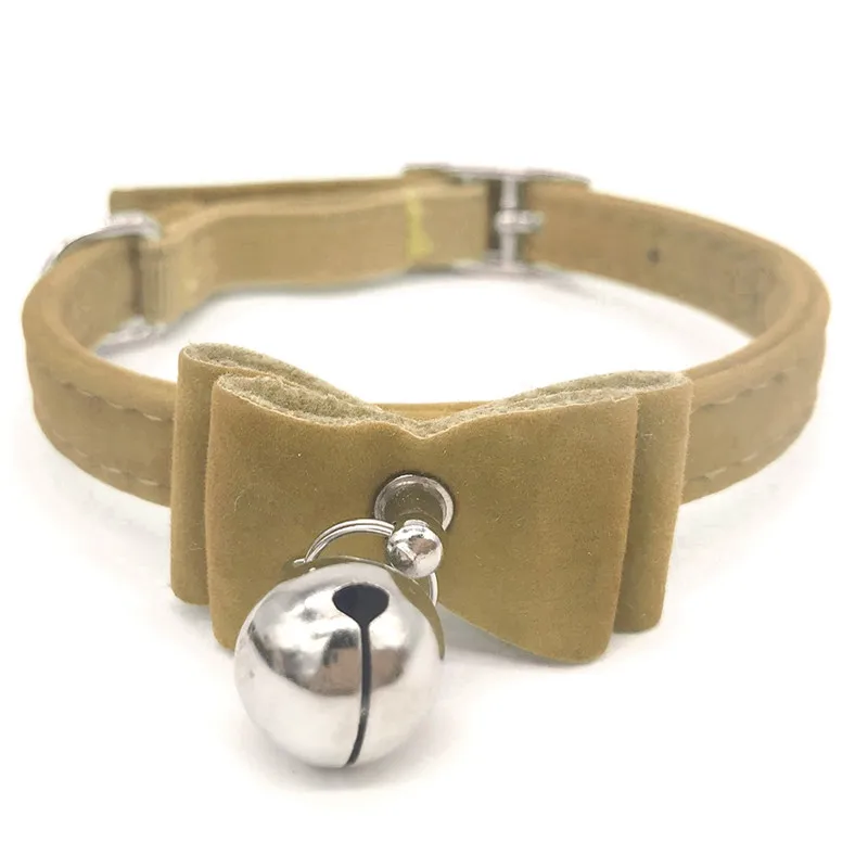 F Imixlot Pet Cat Collar Flocking Velvet Bow Tie Fashion Pet Collar withe Bell Safety Stretch Bowknot Collar Pet Supplies - Цвет: F