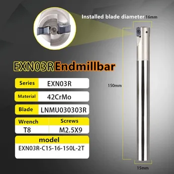

EXN03R 15mm 16mm 17mm-2T CNC milling cutter bar, HSS milling machine alloy cutter bar + LNMU0303ZER ultra-high feed cutter