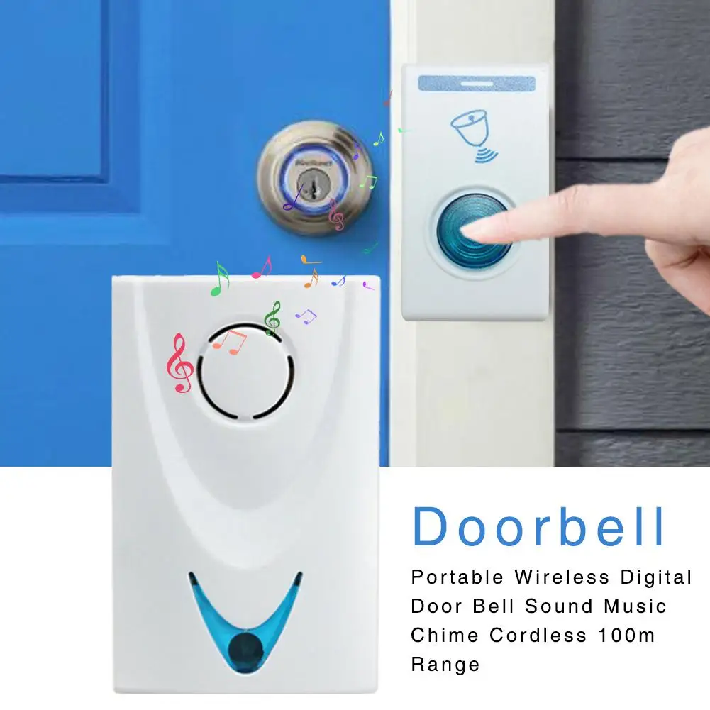 

Wireless Doorbell RC Long Distance 32 Ringtones Portable Wireless Digital Door Bell Sound Music Chime Cordless 100M Range Bell