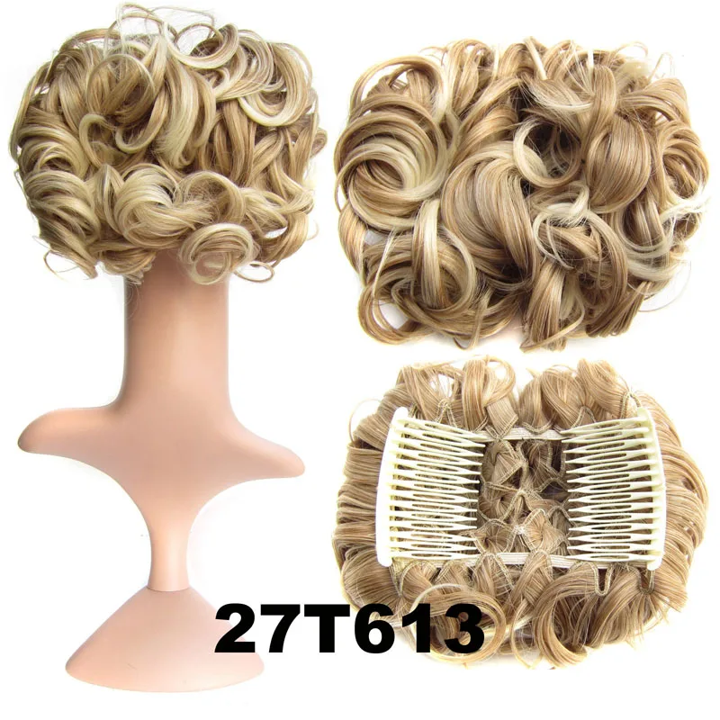 1 шт синтетические большие волосы грязный Updo женские элегантные натуральные волнистые резинки шиньон лоток конский хвост шиньоны - Цвет: 27T613