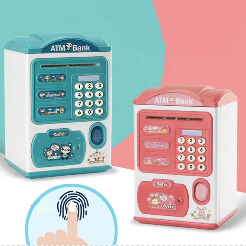 Kids Piggy Bank, Electronic Banks for Bills and Coins, Money Bank with  Password/Music Cute Mini ATM Piggy Bank Coin, Auto Scroll Cash Safe Box,  Great