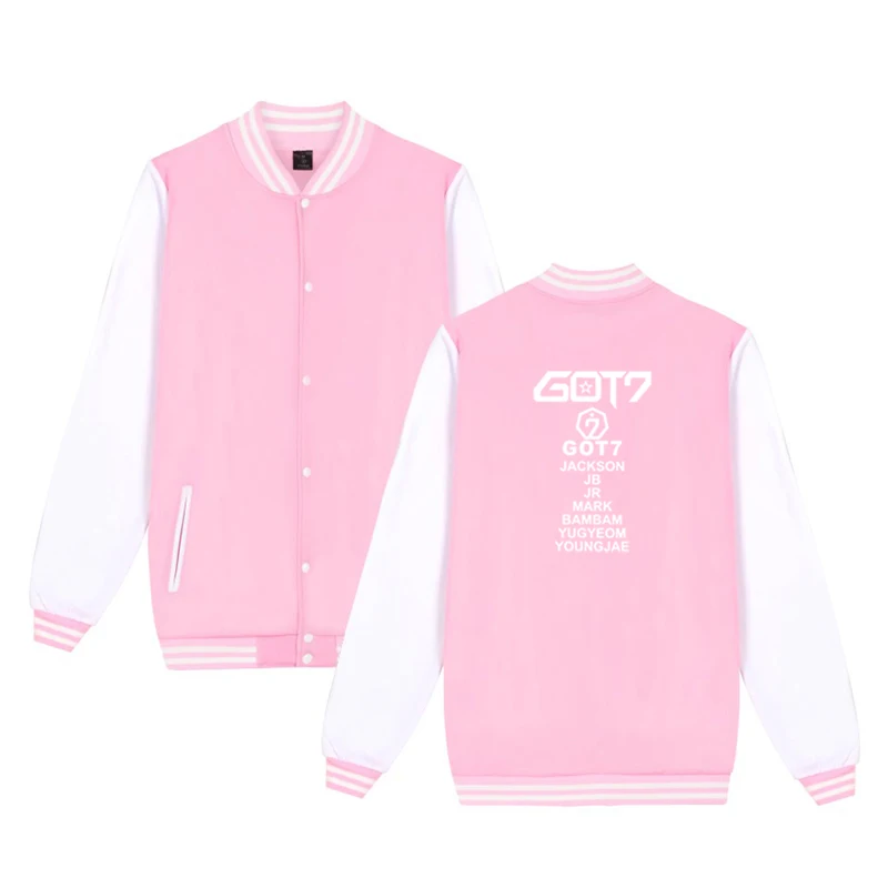 Kpop GOT7 бейсбольная куртка женская розовая одежда Мужская Уличная толстовка хип-хоп куртки в стиле Харадзюку Зимний спортивный костюм с длинным рукавом - Цвет: 18