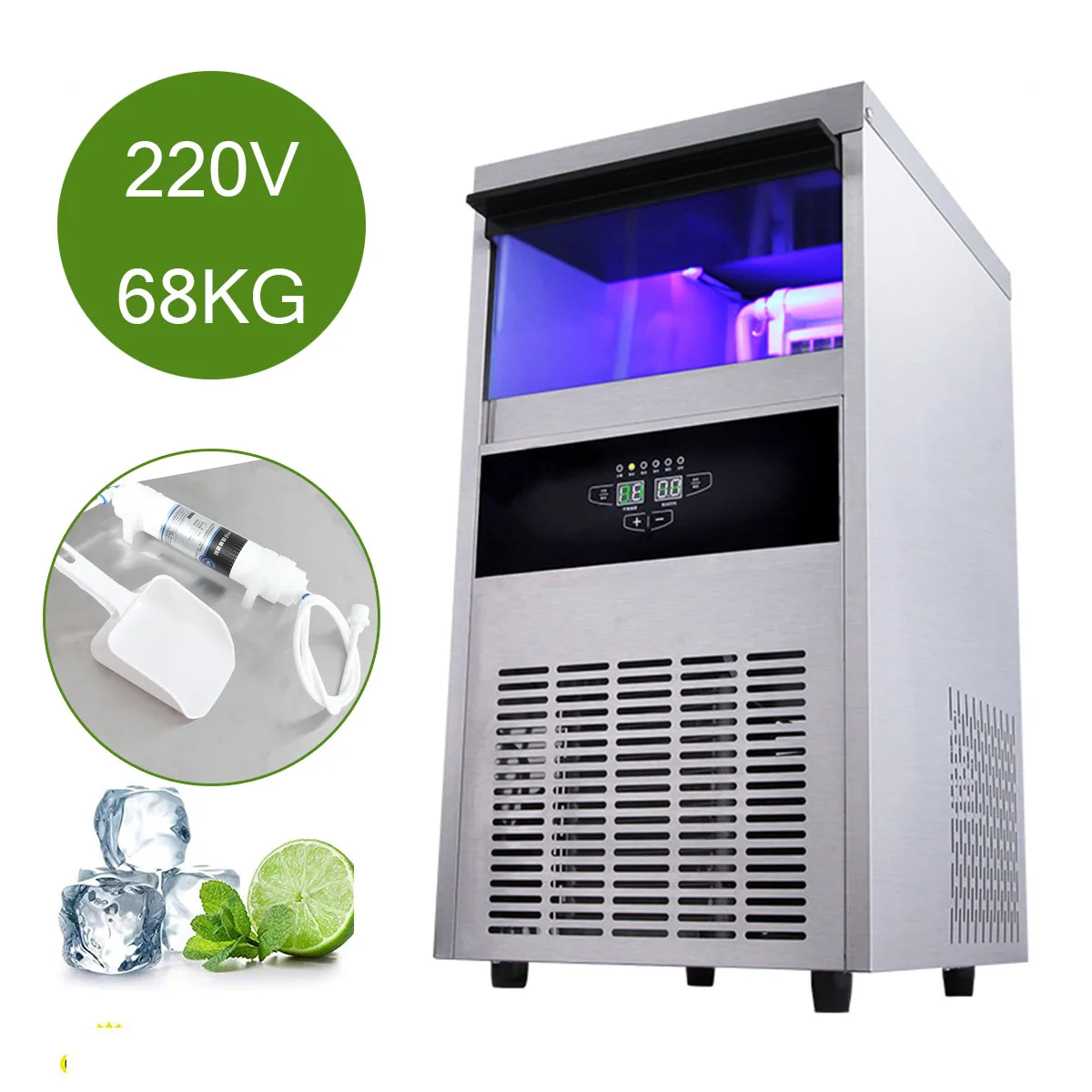 

68kg/24hr Ice Makers Commercial Automatic Ice Cube Making Machine for Bar Coffee Shop Milk Tea Room 220V/50hz