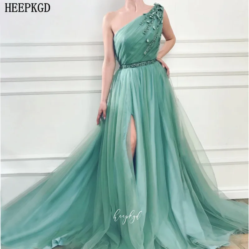 mint green one shoulder dress