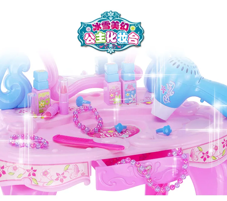 Children North America Cosmetics Girls Have Set Princess Toy Every Family Non-Baby 3-56-Year-Old Rubber Dressing Table