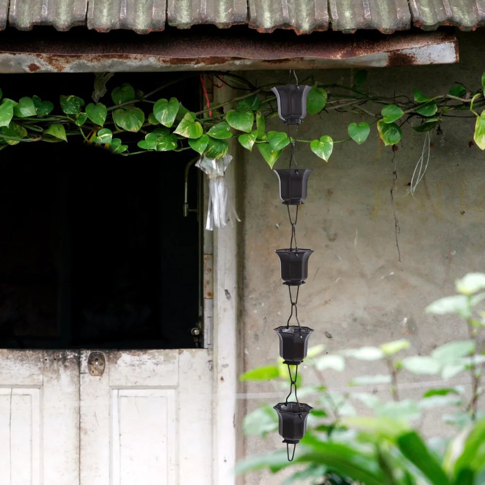 Rain Chain Decorative Bell Gutterchains Downspouts Lotus Downspout Umbrella Garden Iron Ornaments Hanging Chime Design Japanese