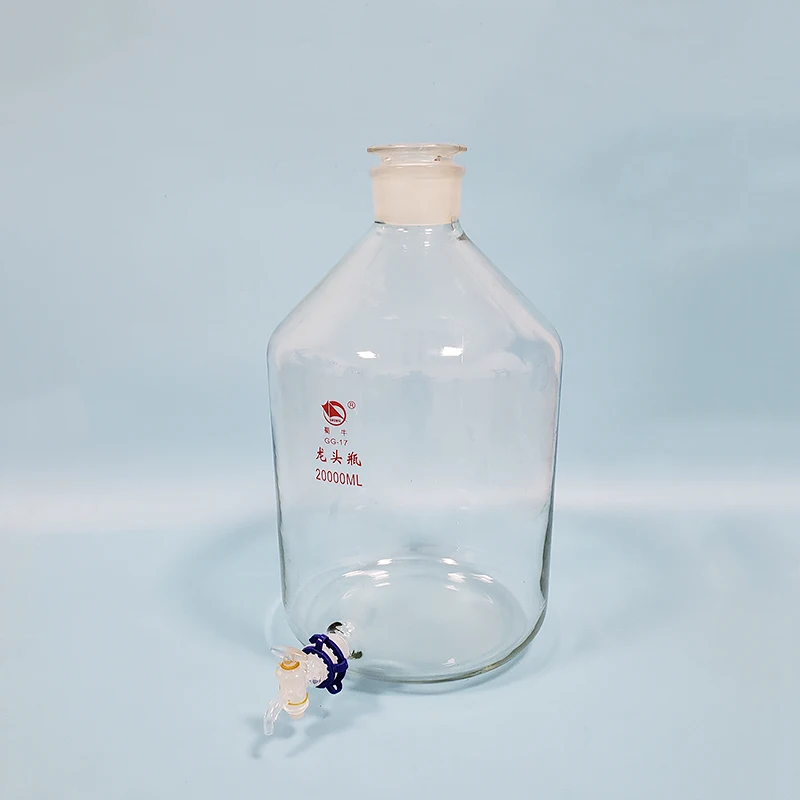 2500/5000ml Clear Aspirator Bottle Glass with Ground-In Glass Rotary Stopper 