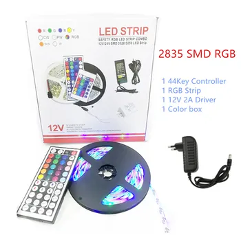 

5m 10m 15m 20m LED Strip 2835 IP20 IP65 RGB Strip LED Light Flexible Ribbon Stripe DC 12V RGB Diode Tape IR Controller Adapter