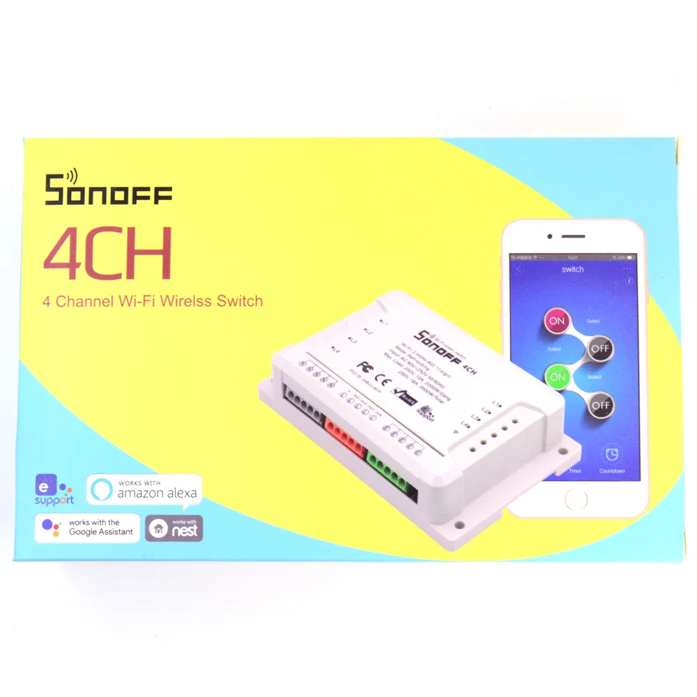 4CH R2 Sonoff WIFI умный переключатель 4CH/4CH R2 DIY Переключатель беспроводной домашней автоматизации таймер переключатель 110 В/220 В дистанционное управление по телефону - Комплект: 4CH R2