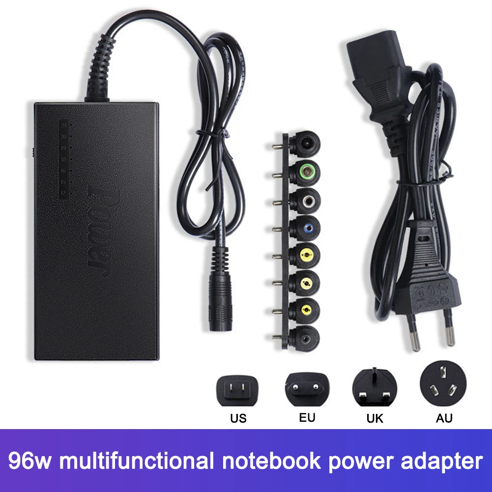 Nuevo 96W Universal adaptador/cargador de energía AC 110V/240V para computadora portátil/portátil enchufe de la UE para Dell para Lenovo 8 en 1 intercambiables en conectores