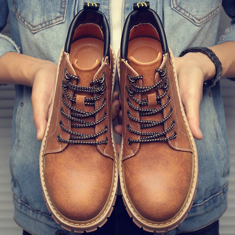 HEFLASHOR/ г. Кожаные мужские ботинки демисезонная и зимняя мужская обувь ботильоны мужская зимняя обувь рабочая обувь, большие размеры 38-44