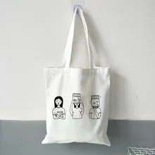 Женская Холщовая Сумка с рисунком для девочек, сумки для покупок с принтом, Женская Большая вместительная сумка через плечо, эко многоразовые женские сумки