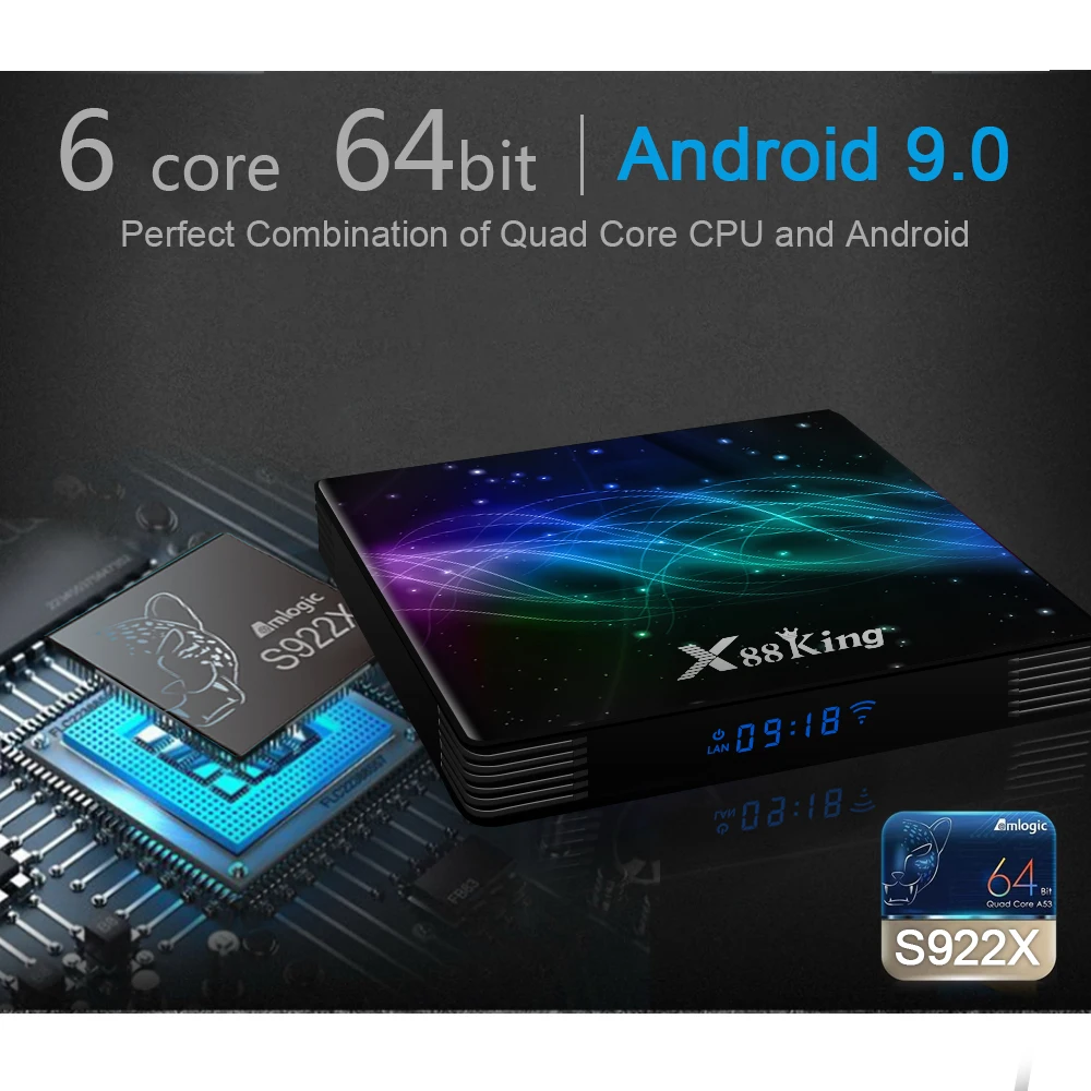  S922X Hexa core Set Top Box Mali-G52 MP6 Bluetooth 5.0 4G 128G DDR4X 4K Android 9.0 9 Smart USB3.0 