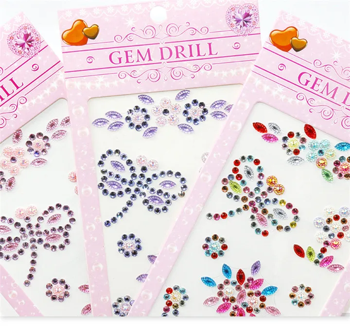 7  Jewelry Accesories Crystal Pearl Sticker Dragonfly Flower Crown Pattern Rhinestones Stickers For Mobile Phone Car Decorative