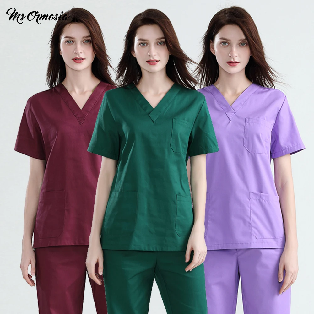 

new wholesale unisex high quality V-neck Breathable Scrubs uniform Suit pet shop uniform Beauty salon scrub work clothes Custom