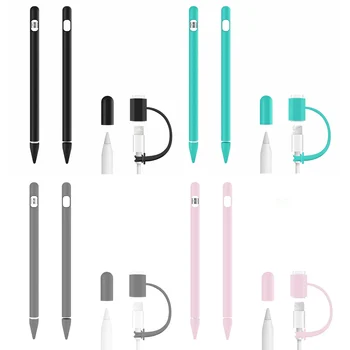 

Soft Silicone Grip Sleeve Holder+1PCS Anti-loss Charging Cable Adapter Tether+2PCS Nib Covers for Apple Pencil Ipencil Gadgets