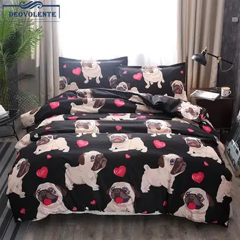 

2/3Pcs Bedding Sets Duvet Cover Bed Pillowcase dog Printed Single Double Cover Set For Adult
