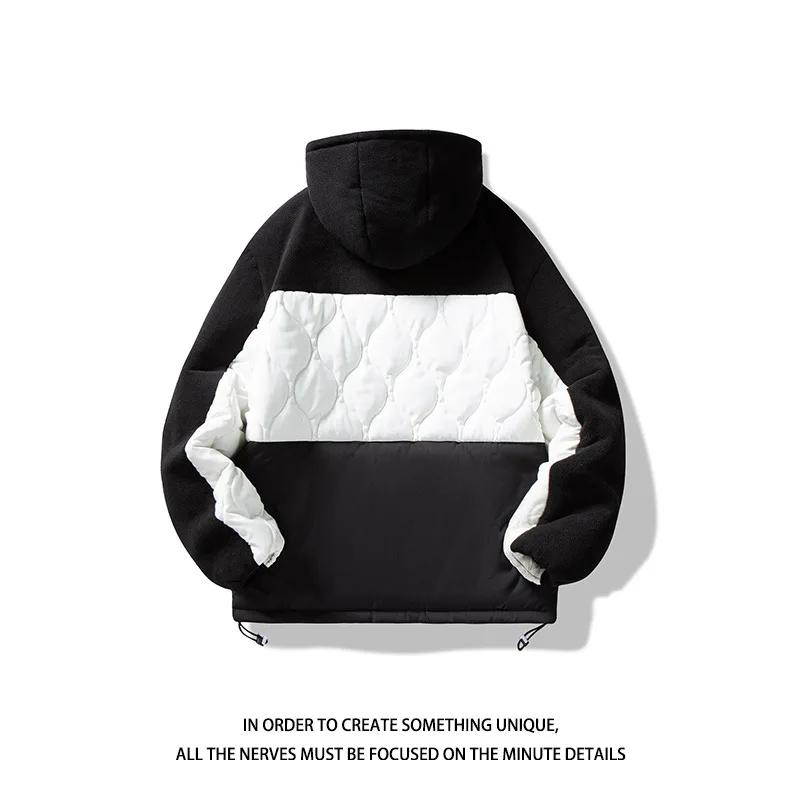 OVERSIZE Stitching Warm Hooded Jacket for Autumn and Winter Couples Plus Size Trendy Color Matching Jacket Winter Clothes