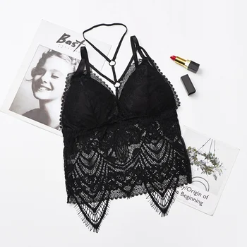

Women Sheer Lace Camisole Wrapped Chest Comfortable Padded Brassiere Korean Style Sexy Tube Crop Top F Rk #E