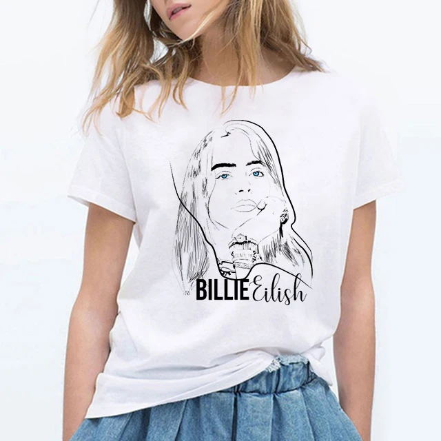 Billie Eilish футболка хип хоп Музыка забавная Футболка женская футболка Femme топы Женская одежда Streewear