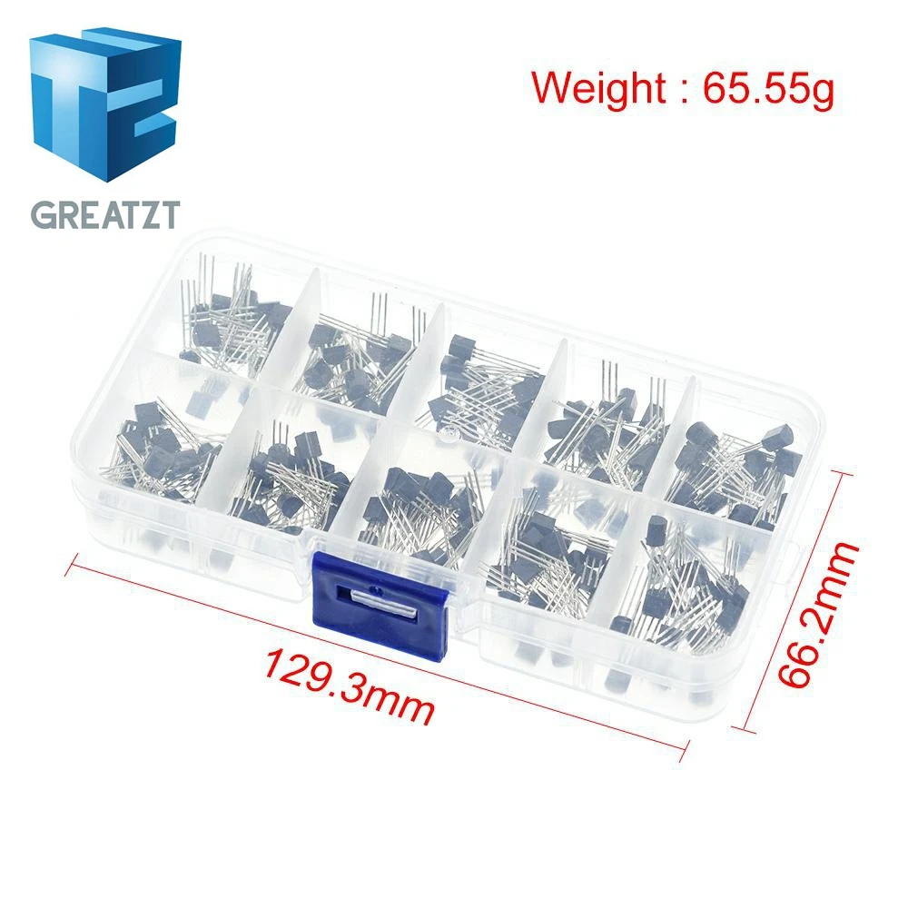 BC337 BC327 2N2222 2N2907 2N3904 2N3906 S8050 S8550 A1015 C1815 транзисторный набор 10 Значение 200 шт.
