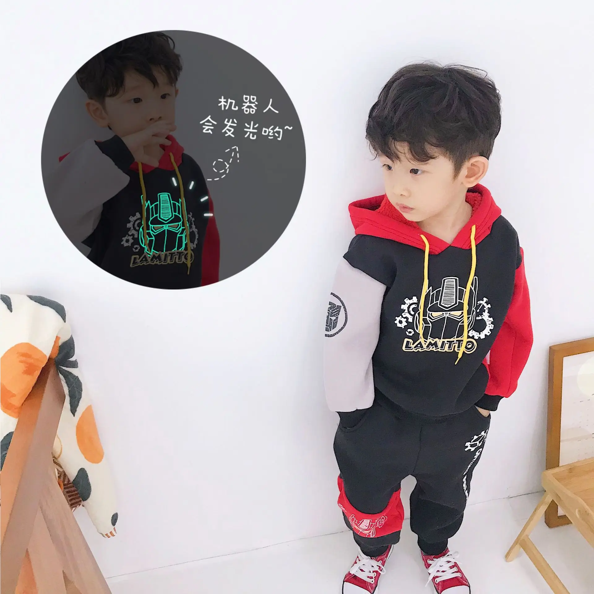 Tonytaobaby/осенне-зимний модный спортивный костюм из двух предметов для мальчиков Одежда для маленьких мальчиков