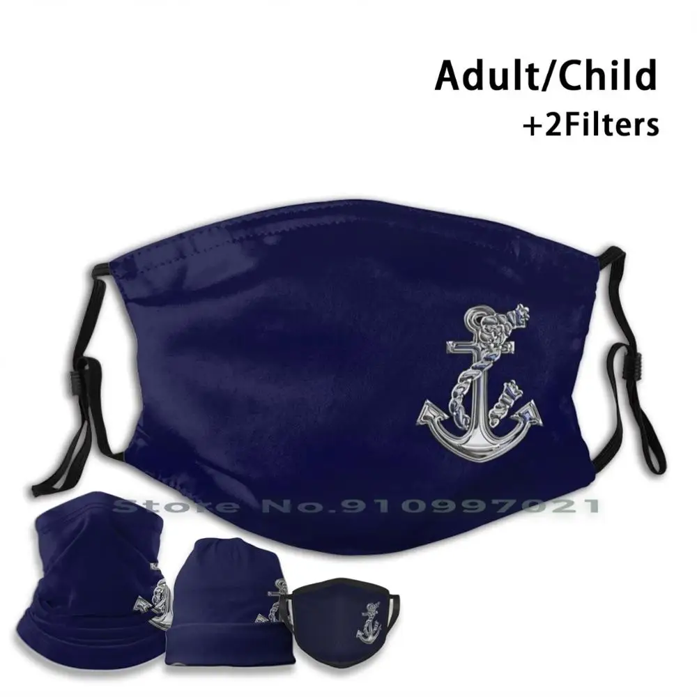 Хромированная аппликация в виде веревочного якоря с принтом фильтр Pm2.5