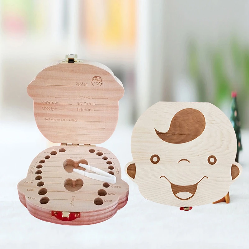 Деревянная детская коробка для хранения зубов детский органайзер молока и