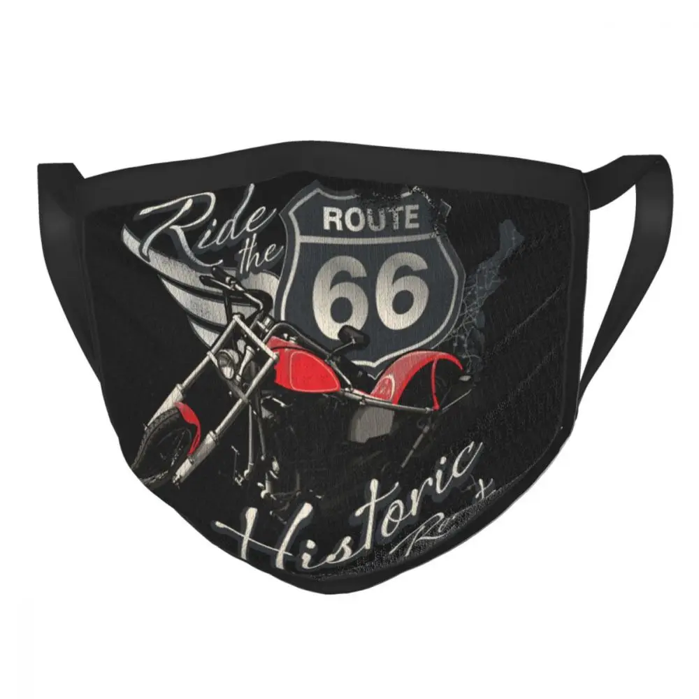 

Travel Motorcycle Ride Route 66 Reusable Mouth Face Mask Classic Anti Haze Dustproof Mask Protection Cover Respirator Muffle