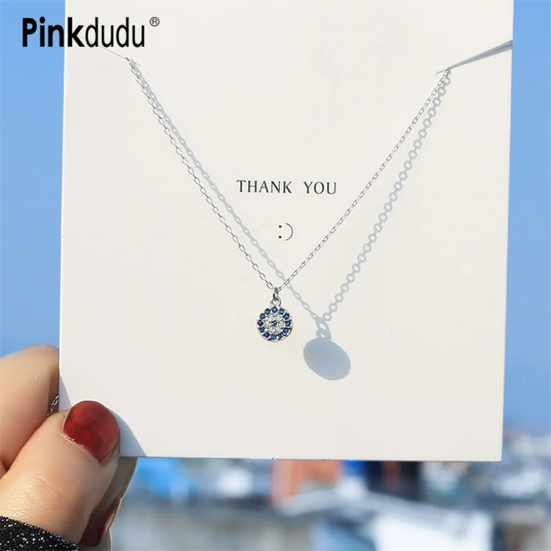 Pinkdudu простая Турецкая цепь для сглаза Длинная подвеска ожерелье с синим