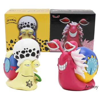 

Anime One Piece Trafalgar Law + Doflamingo Den Den Mushi Telephone PVC Figures Collectible Model Toys 2pcs/set 10.5cm